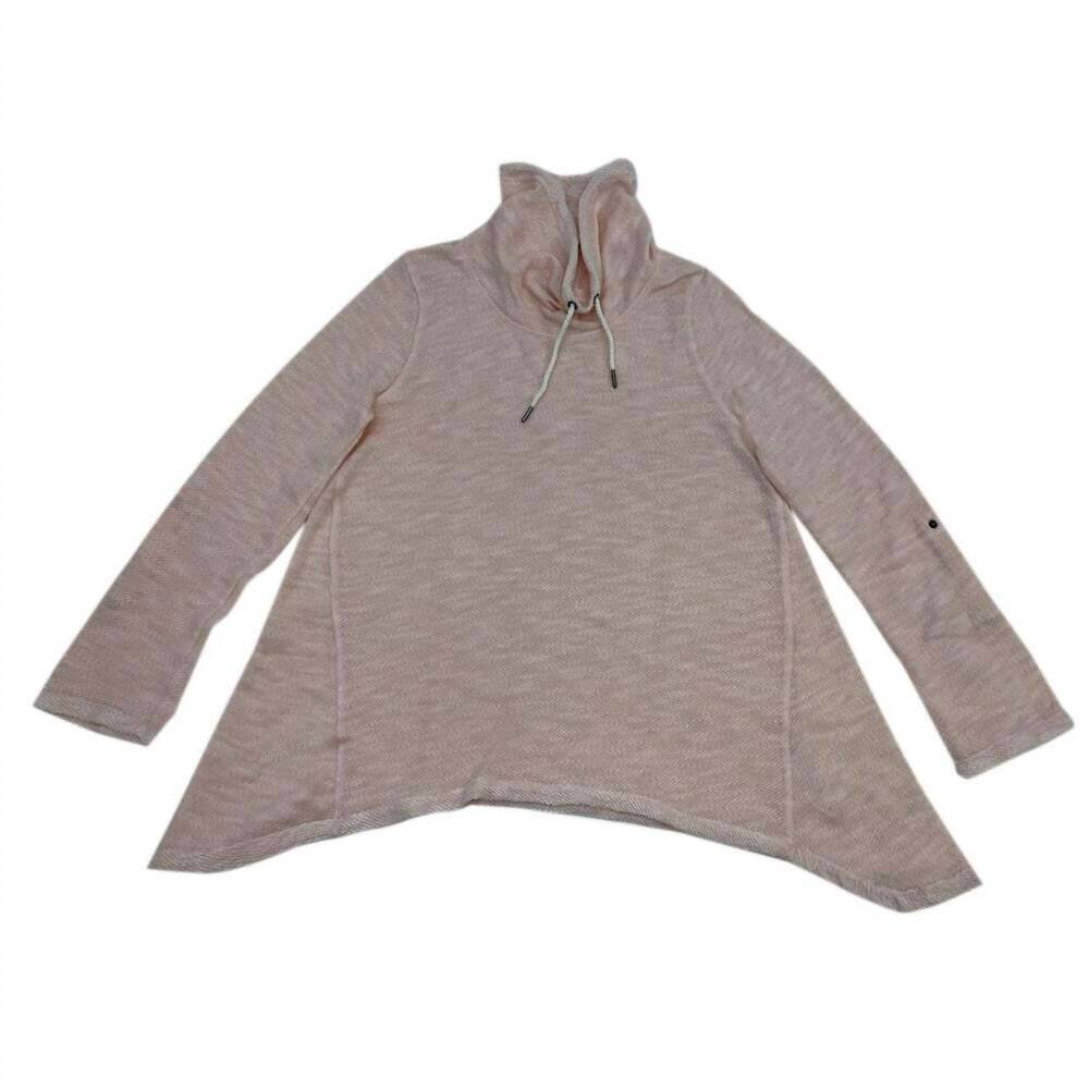 NEW CALVIN KLEIN women's asymmetrical cowlneck long sleeve pullover top in lt/pa